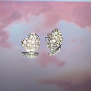 Silver heart earrings studs